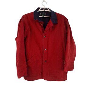 Reed Hunter chore coat barn jacket mens XL red navy corduroy collar vintage